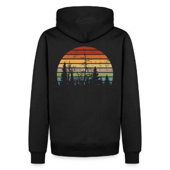 Retrocolor - Natur - Bäume - Wald - Vintage Logo - Sweat à capuche Premium bio Homme - noir - Dos - Nico (187cm)