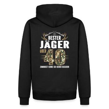 Bester Jäger über 40 - Männer Premium Bio Hoodie - Schwarz - Hinten - Nico (187cm)