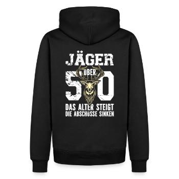 Jäger über 50 - Lustiges 50erDesign für Waidmänner - Männer Premium Bio Hoodie - Schwarz - Hinten - Nico (187cm)
