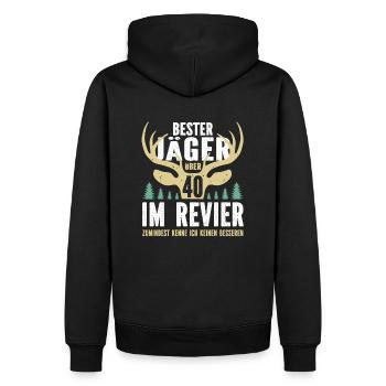 Bester Jäger über 40 im Revier - Männer Premium Bio Hoodie - Schwarz - Hinten - Nico (187cm)