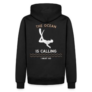 La mer appelle je vais apnée - Sweat à capuche Premium bio Homme - noir - Dos - Nico (187cm)