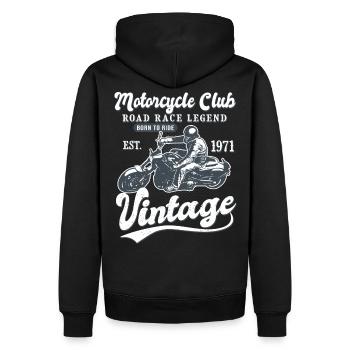 Moto né en 1971 anniversaire Motard - Sweat à capuche Premium bio Homme - noir - Dos - Nico (187cm)