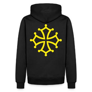 Logo Occitanie | cadeau pour les occitans - Sweat à capuche Premium bio Homme - noir - Dos - Nico (187cm)