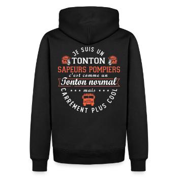 tonton sapeurs pompiers humour oncle pompier - Sweat à capuche Premium bio Homme - noir - Dos - Nico (187cm)