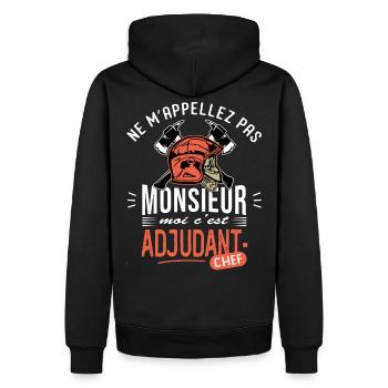 sapeurs pompiers adjudant chef drôle grade pompier - Sweat à capuche Premium bio Homme - noir - Dos - Nico (187cm)