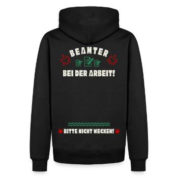 Schlafender Beamter - Männer Premium Bio Hoodie - Schwarz - Hinten - Nico (187cm)