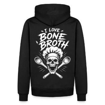 I Love Bone Broth Skull - Men’s Premium Organic Hoodie - black - Back - Nico (187cm)