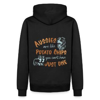 Aussies are like Potato Chips - gold - Men’s Premium Organic Hoodie - black - Back - Nico (187cm)