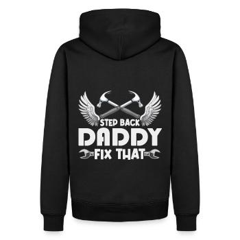 Mr Fix it - Men’s Premium Organic Hoodie - black - Back - Nico (187cm)