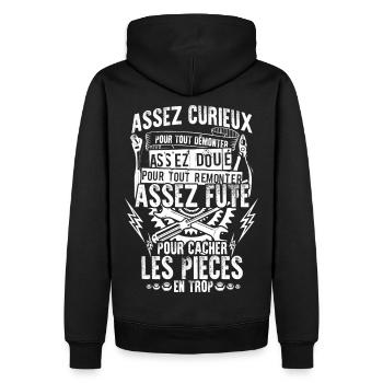 Mécanicien: Curieux, doué et futé - Sweat à capuche Premium bio Homme - noir - Dos - Nico (187cm)