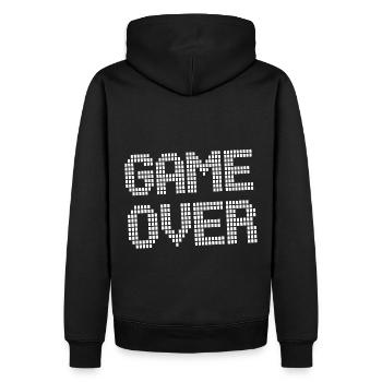 Game Over - jeu vidéo - geek - Sweat à capuche Premium bio Homme - noir - Dos - Nico (187cm)