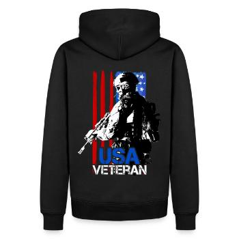 USA-VETERANEN-SENIORENARMEE-GEDENKTAG - Männer Premium Bio Hoodie - Schwarz - Hinten - Nico (187cm)