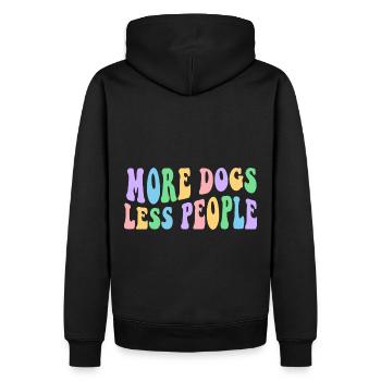 More Dogs Less People - Groovy Retro Design - Männer Premium Bio Hoodie - Schwarz - Hinten - Nico (187cm)