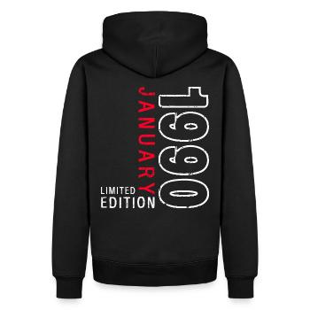 35e anniversaire Légendaire depuis janvier Né en 1990 - Sweat à capuche Premium bio Homme - noir - Dos - Nico (187cm)