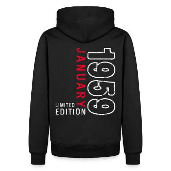 66e anniversaire Original janvier 1959 Volume 59 - Sweat à capuche Premium bio Homme - noir - Dos - Nico (187cm)