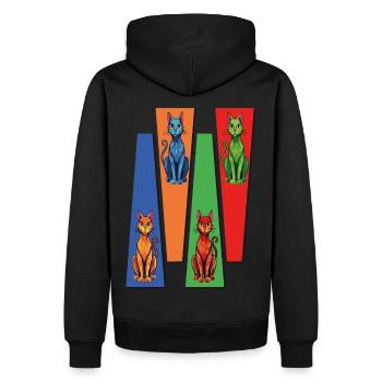 « La fascination des chats – l’élégance à porter ! en couleurs - Sweat à capuche Premium bio Homme - noir - Dos - Nico (187cm)