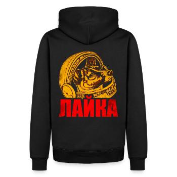 Laika Weltraum Hund - Männer Premium Bio Hoodie - Schwarz - Hinten - Nico (187cm)