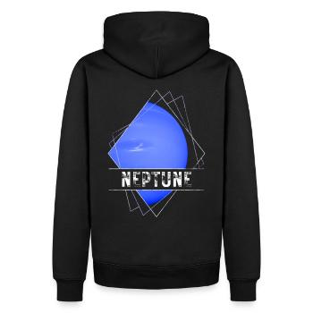 Neptun Planet - Männer Premium Bio Hoodie - Schwarz - Hinten - Nico (187cm)