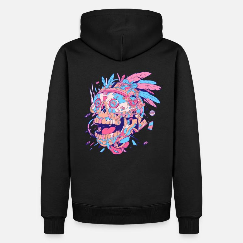 Tribal Techno Schädel - Männer Premium Bio Hoodie - Schwarz