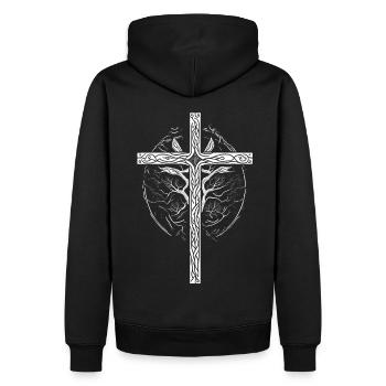Crucifix croyant symbole Dieu - Sweat à capuche Premium bio Homme - noir - Dos - Nico (187cm)