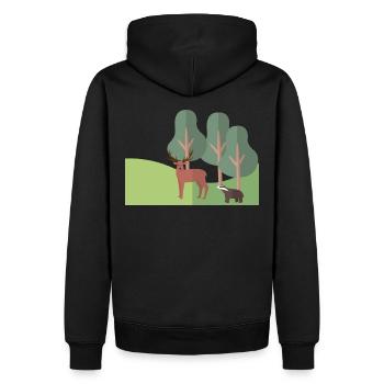 Wald - Männer Premium Bio Hoodie - Schwarz - Hinten - Nico (187cm)