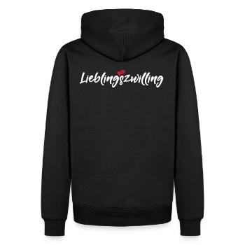 Lieblingszwilling bester Zwilling Sprüche Geschenk - Männer Premium Bio Hoodie - Schwarz - Hinten - Nico (187cm)