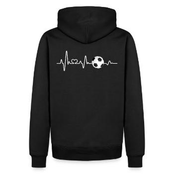 Fußball Fan Herzschlag Love Fußballer EKG lustig - Männer Premium Bio Hoodie - Schwarz - Hinten - Nico (187cm)