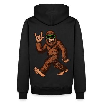 Bigfoot Sasquatch aime les lunettes de soleil rock and roll - Sweat à capuche Premium bio Homme - noir - Dos - Nico (187cm)