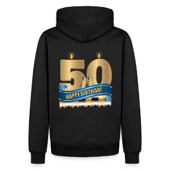 50e anniversaire - Sweat à capuche Premium bio Homme - noir - Dos - Nico (187cm)