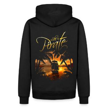 Comme un bateau pirate Palmiers au coucher du soleil - Sweat à capuche Premium bio Homme - noir - Dos - Nico (187cm)