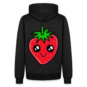 Erdbeere Beere Frucht Garten Kavaii Erdbeeren Obst - Männer Premium Bio Hoodie - Schwarz - Hinten - Nico (187cm)