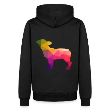 Frenchie French Bulldog Regenbogen bunt - Männer Premium Bio Hoodie - Schwarz - Hinten - Nico (187cm)