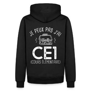 je peux pas j ai CE1 rentréee des classes école - Sweat à capuche Premium bio Homme - noir - Dos - Nico (187cm)