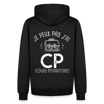 je peux pas j ai CP rentréee des classes école - Sweat à capuche Premium bio Homme - noir - Dos - Nico (187cm)