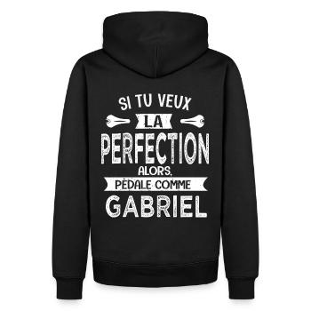 Gabriel si tu veux la perfection à vélo cycliste - Sweat à capuche Premium bio Homme - noir - Dos - Nico (187cm)