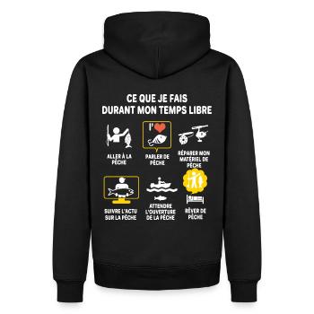 peche pêcheur pêche humour aller à la pêche - Sweat à capuche Premium bio Homme - noir - Dos - Nico (187cm)