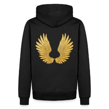 Ailes en or. Ailes d’ange d’or Ailes - Sweat à capuche Premium bio Homme - noir - Dos - Nico (187cm)