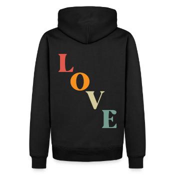 LOVE Love Simple Positive Vintage Design - Men’s Premium Organic Hoodie - black - Back - Nico (187cm)