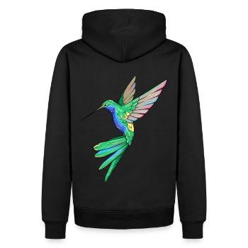 Kolibri Vogel Federn - Männer Premium Bio Hoodie - Schwarz - Hinten - Nico (187cm)
