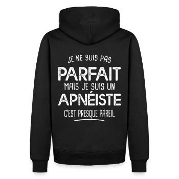 Pas parfait mais apnéiste Cadeau humour apnée - Sweat à capuche Premium bio Homme - noir - Dos - Nico (187cm)