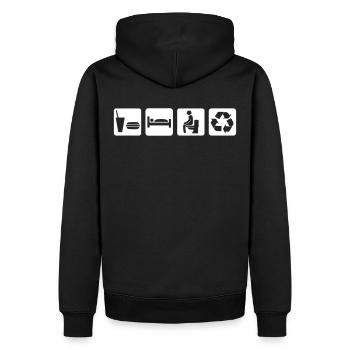 Alltag lustig witzig Fun eat sleep poop repeat - Männer Premium Bio Hoodie - Schwarz - Hinten - Nico (187cm)