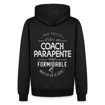 coach parapente formidable cadeau sport parapente - Sweat à capuche Premium bio Homme - noir - Dos - Nico (187cm)