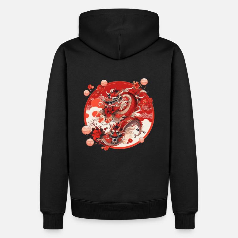 Drache - Männer Premium Bio Hoodie - Schwarz