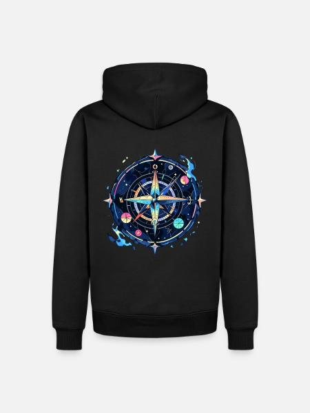 Kompass - Männer Premium Bio Hoodie - Schwarz
