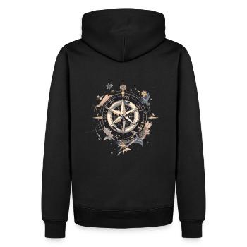 Kompass - Männer Premium Bio Hoodie - Schwarz - Hinten - Nico (187cm)