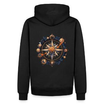 Kompass - Männer Premium Bio Hoodie - Schwarz - Hinten - Nico (187cm)