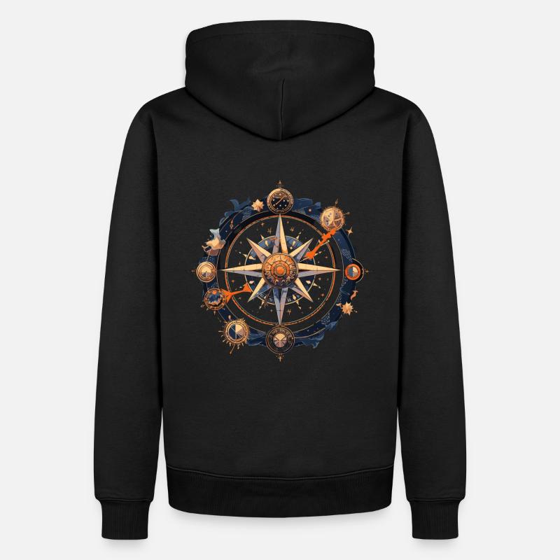 Compass - Men’s Premium Organic Hoodie - black