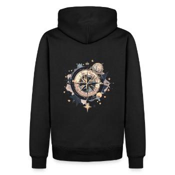 Kompass - Männer Premium Bio Hoodie - Schwarz - Hinten - Nico (187cm)