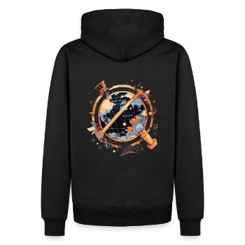 Globus - Männer Premium Bio Hoodie - Schwarz - Hinten - Nico (187cm)
