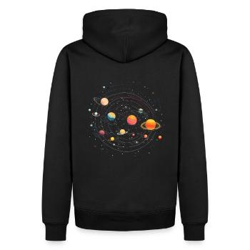 Planet - Men’s Premium Organic Hoodie - black - Back - Nico (187cm)